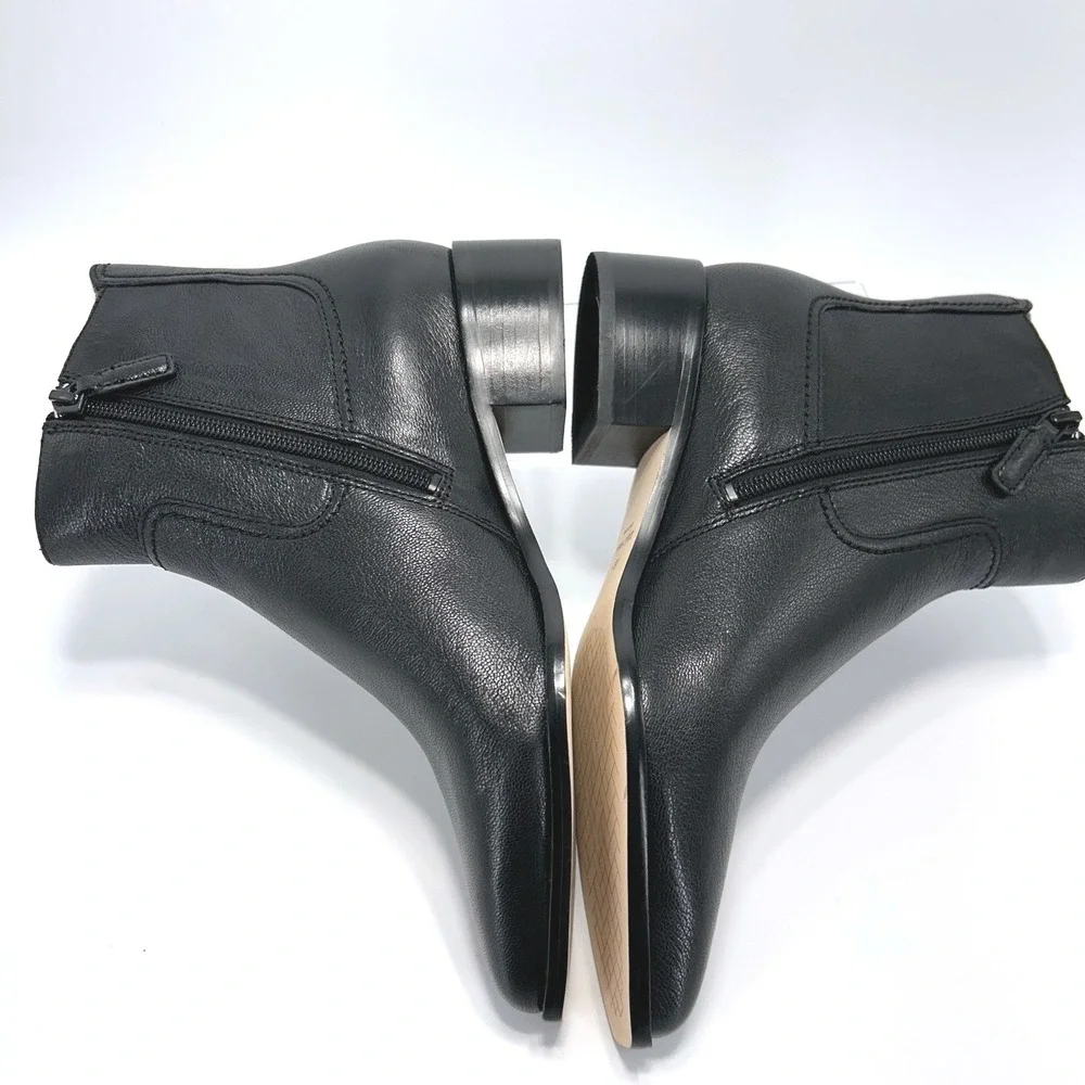 Cole Haan Size 6.5 Black Leather Block Heel Ankle Boots NEW Naia $180